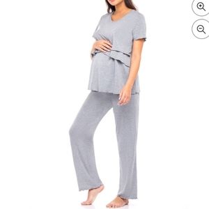 Secret Treasures Women's Maternity Heather Nursing Top and Wide Leg Pant Set